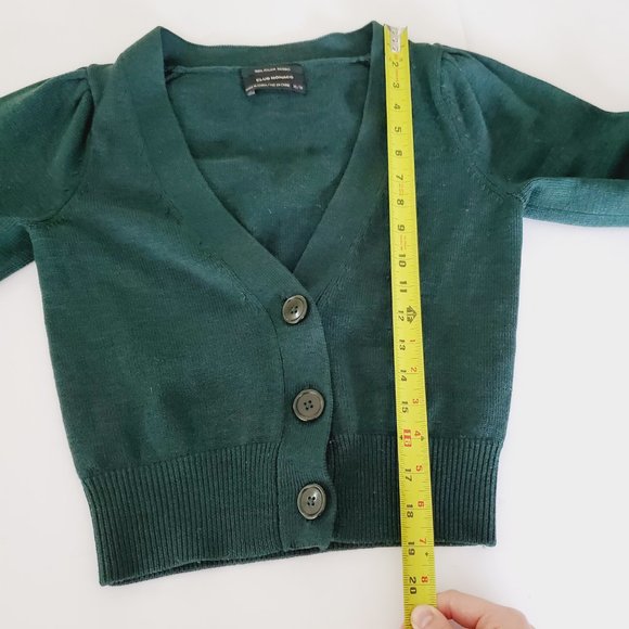 CLUB MONACO 100% Italian Merino Wool Preppy Cropped Puff Sleeve Cardigan - Picture 11 of 12